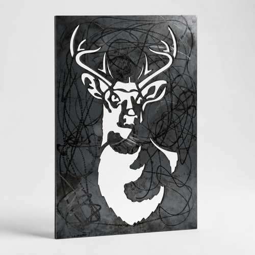 Tête de cerf en métal, décoration murale artisanale