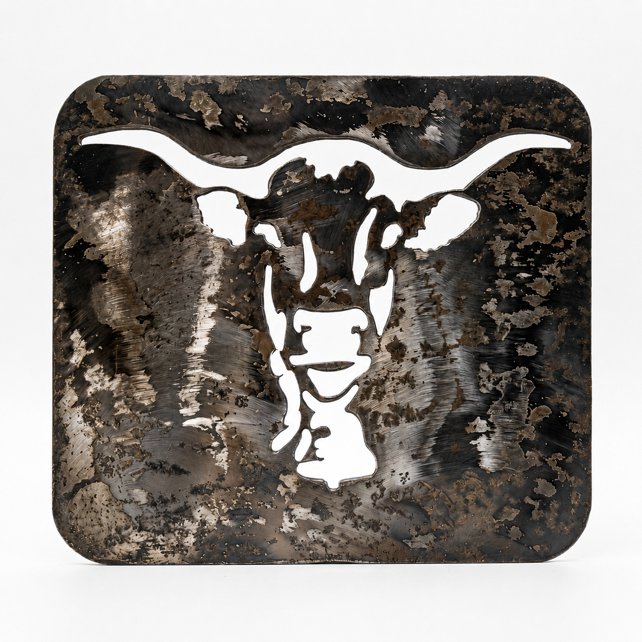 Tête de vache Aubrac en fer, petit format, décoration murale